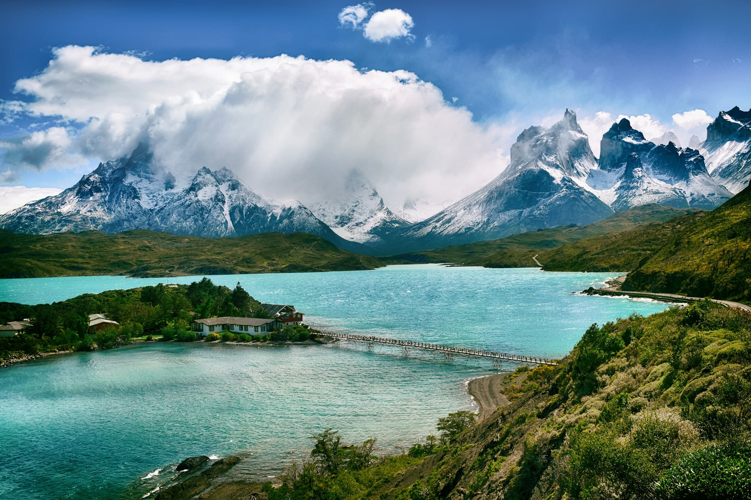 Lake and granite peaks in Torres del Paine, Chile